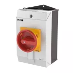 T3-1-102/I2/SVB Przełącznik Zał.-Wył., 2 bieg., 32 A, 90 °, w obudowie IP65, pokrętło czerwono-żółte z blokadą na kłódkę