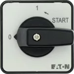 T0-3-15513/E Przycisk Zał.-Wył., Styki: 6, samopowrót do pozycji START, 20 A, tabliczka: 0-1START, 90 °, bez samopowrotu, montaż natablicowy, pokrętło czarne bez możliwości blokady
