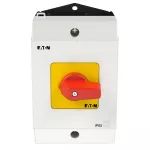 T0-2-8900/I1-RT Przełącznik Zał.-Wył., 3 bieg. + N, 20 A, 90 °, w obudowie IP65, pokrętło czerwono-żółte bez możliwości blokady