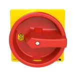 T0-1-8200/EA/SVB Rozłącznik główny, 1 bieg., 20 A, funkcja awaryjnego zatrzymania, 90 °, blok. na kłódkę w pozycji Wył., montaż natablicowy, pokrętło czerwono-żółte z blokadą na kłódkę