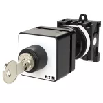 T0-1-102/Z/S Przełącznik Zał.-Wył., 2 bieg., 20 A, napęd kluczykowy S-T0, tabliczka 0-1, 90 °, bez samopowrotu, montaż rozłączny, mechanizm blokady przekręcenia kluczyka S-T0