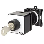 T0-1-102/Z/S Przełącznik Zał.-Wył., 2 bieg., 20 A, napęd kluczykowy S-T0, tabliczka 0-1, 90 °, bez samopowrotu, montaż rozłączny, mechanizm blokady przekręcenia kluczyka S-T0