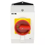 T0-2-1/I2H/MBS/SVB Rozłącznik główny, 3 bieg., 20A, funkcja awaryjnego zatrzymania, blok. na kłódkę w pozycji Wył., 90°, w obudowie ze szkła utwardzanego, z płytą ekranującą MBS, pokrętło czerwono-żółte z blokadą na kłódkę