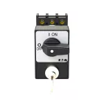 P1-25/E/SVA(A) Przełącznik Zał.-Wył., 3 bieg., 25 A, zamek cylindryczny SVA, montaż natablicowy, pokrętło czarne z zamkiem cylindrycznym