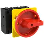 P3-100/EA/SVB/N/HI11 Rozłącznik główny, 3 bieg. + N + 1 NO + 1 NC, 100 A, funkcja awaryjnego zatrzymania, blok. na kłódkę w pozycji Wył., montaż natablicowy, pokrętło czerwono-żółte z blokadą na kłódkę