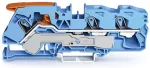3-przewodowa złączka przelotowa z dźwignią i Push-in CAGE CLAMP® 16 mm², niebieska