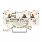 3-przewodowa złączka przelotowa z przyciskiem 4 mm², jasnoszary