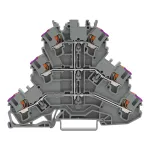 Złączka trzypiętrowa z przyciskiem 6-przewodowa złączka przelotowa, szara 2202-3208