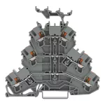 Złączka trzypiętrowa z przyciskiem złączka przelotowa/przelotowa/przelotowa, szara 2202-3231