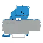 Złączka bezpiecznikowa 3-przewodowa z uchylną podstawką bezpiecznika i ścianka końcowa