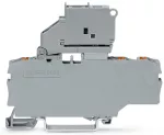 3-przewodowa złączka bezpiecznikowa z uchylną podstawką bezpiecznika i ścianka końcowa, szara 2202-1711