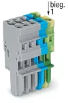 1-przewodowe gniazdo; CAGE CLAMP®; 4 mm²; raster 5 mm; 5-bieg.; Wypust kodujący; 4,00 mm²; żłt-ziel/niebieski/szary