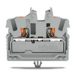 2-przewodowa złączka przelotowa mini; z przyciskiem 2,5 mm², szara 2252-311