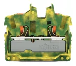 2-przewodowa złączka przelotowa mini; z przyciskiem 2,5 mm², żółto-zielony 2252-327