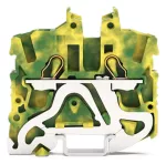 2-przewodowa złączka PE mini; Z otworem montażowym, żółto-zielony