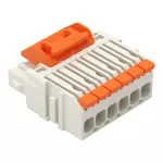 1-przewodowe gniazdo; dźwignia; Push-in CAGE CLAMP®; 1,5 mm²; Raster 3,5 mm; 6-bieg.; 100% ochrony przed błędnym wetknięciem; środkowy zaczep ryglujący; 1,50 mm²; jasnoszary