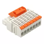 1-przewodowe gniazdo; dźwignia; Push-in CAGE CLAMP®; 1,5 mm²; Raster 3,5 mm; 7-bieg.; 100% ochrony przed błędnym wetknięciem; środkowy zaczep ryglujący; 1,50 mm²; jasnoszary