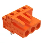 Gniazdo THT Pin lutowniczy 0,6 x 1,0 mm konstrukcja kątowa, pomarańczowa 232-263