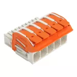 1-przewodowe gniazdo; dźwignia; Push-in CAGE CLAMP®; 16 mm²; raster 10,16 mm; 5-bieg.; 100% ochrony przed błędnym wetknięciem; środkowy zaczep ryglujący; zestyki posrebrzane; 16,00 mm²; jasnoszary
