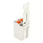 1-przewodowe gniazdo; przycisk; Push-in CAGE CLAMP®; 1,5 mm²; Raster 3,5 mm; 5-bieg.; płytka uchwytowa; z nadrukiem bezpośrednim; 1,50 mm²; jasnoszary