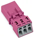 Wtyk 3-bieg., różowy 890-293