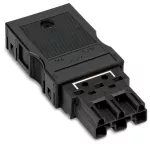Wtyk mostkujący z obudową odciążającą przewody 3-bieg., czarny
