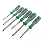Zestaw wkrętaków VDE PH1, PH2, PZ1, 2,5, 3,5, 5,5, zielony/szary