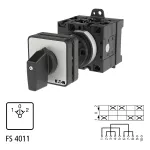 T3-3-8228/Z Przełącznik nawrotny, Styki: 5, 32 A, tabliczka: 102, 45 °, z samopowrotem, montaż rozłączny, pokrętło czarne bez możliwości blokady
