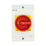 P1-25/I2H/MBS/SVB/HI11 Rozłącznik główny, 3 bieg.+1NO+1NC, 25A, funkcja awaryjnego zatrzymania, blok. na kłódkę w pozycji Wył., w obudowie ze szkła utwardzanego, z płytą ekranującą MBS, pokrętło czerwono-żółte z blokadą na kłódkę