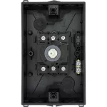 P1-25/I2-SI-SW Rozłącznik bezpieczeństwa, 3 bieg., 25 A, funkcja awaryjnego zatrzymania, Blok. w pozycji 0 z osłoną blokady, z tabliczką ostrzegawczą "rozłącznik bezpieczeństwa", w obudowie IP65, pokrętło czarne z blokadą na kłódkę