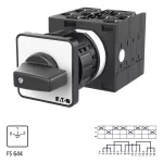 T3-4-8440/EZ Przełącznik liczby biegunów, Styki: 8, 32 A, układ Dahlandera, 2 prędkości, tabliczka: 0-1-2, 60 °, bez samopowrotu, montaż natablicowy 22,3 mm, pokrętło czarne bez możliwości blokady