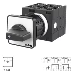 T3-4-8440/EZ Przełącznik liczby biegunów, Styki: 8, 32 A, układ Dahlandera, 2 prędkości, tabliczka: 0-1-2, 60 °, bez samopowrotu, montaż natablicowy 22,3 mm, pokrętło czarne bez możliwości blokady