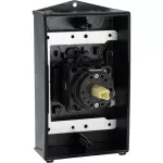 T0-2-15679/I2H/MBS/SVB Rozłącznik główny, 3 bieg.+1NO, 20A, funkcja awaryjnego zatrzymania, blok. na kłódkę w pozycji Wył., 90°, w obudowie ze szkła utwardzanego, z płytą ekranującą MBS, pokrętło czerwono-żółte z blokadą na kłódkę