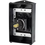 T0-2-15679/I2H/MBS/SVB Rozłącznik główny, 3 bieg.+1NO, 20A, funkcja awaryjnego zatrzymania, blok. na kłódkę w pozycji Wył., 90°, w obudowie ze szkła utwardzanego, z płytą ekranującą MBS, pokrętło czerwono-żółte z blokadą na kłódkę