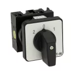 T0-1-15421/E Przełącznik zasilania, Styki: 2, 20 A, tabliczka: 2-0-1, 45 °, bez samopowrotu, montaż natablicowy, pokrętło czarne bez możliwości blokady