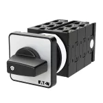 T0-6-8271/E Przełącznik krokowy, Styki: 12, 20 A, tabliczka: 1-4, 45 °, 4 kroki, 45°, bez samopowrotu, montaż natablicowy, pokrętło czarne bez możliwości blokady