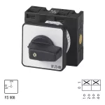 T3-1-102/E Przełącznik Zał.-Wył., 2 bieg., 32 A, 90 °, montaż natablicowy, pokrętło czarne bez możliwości blokady