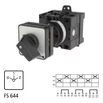 T3-3-8451/Z Przełącznik zasilania, Styki: 6, 32 A, tabliczka: 0-1-2, 60 °, bez samopowrotu, montaż rozłączny, pokrętło czarne bez możliwości blokady