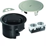 tehalit.VE-EE Zestaw pokrywa+puszka R02 2xM45 schuko pł Keyst Typ1 o.cynk srebro