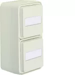 W.1 Gniazdo SCHUKO 2P+Z 2-kr pionowe z polem opisowym, kompletne, IP55, biały