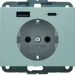 K.5 Gniazdo SCHUKO z ładowarką USB A+C 20W PD, alu mat lakierowany