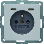 Q.x Gniazdo z uziemieniem z ładowarką USB C+C 20W PD, alu aksamit