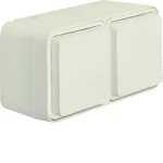 W.1 Gniazdo z uziemieniem 2P+Z 2-kr poziome, 2 wejścia, kompletne, IP55, biały