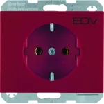 K.X Gniazdo SCHUKO z nadrukiem "EDV", czerwony