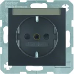 B.x Gniazdo SCHUKO z polem opisowym z przysłonami styków, antracyt mat