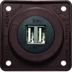 Integro Gniazdo USB ładowania podwójne, 12V, 3A; brązowy mat, mechanizm czarny