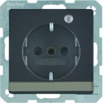 Q.x Gniazdo SCHUKO z lamką kontrolną i polem opisowym, antracyt, aksamit