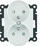 lumina Gniazdo zasilające z uziem. podwójne z przesł. styków, 16A/250VAC, biały