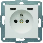 B.x Gniazdo z uziemieniem z ładowarką USB C+C 20W PD, biały mat