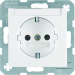 B.3/B.7 Gniazdo SCHUKO z polem opisowym z przysłonami styków, biały mat